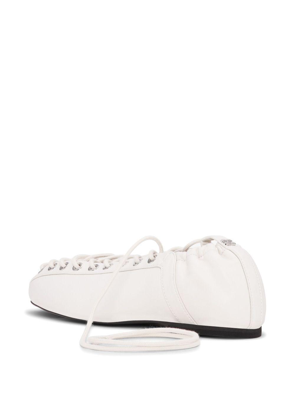 lace-up leather ballerina shoes Product Image