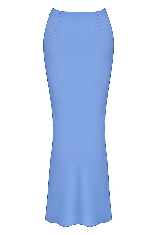 Clara Blue Satin Bias Cut Midi Skirt Product Image