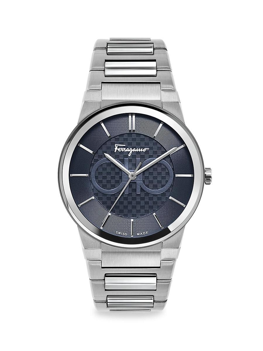 Mens Ferragamo Sapphire Stainless Steel Bracelet Watch Product Image