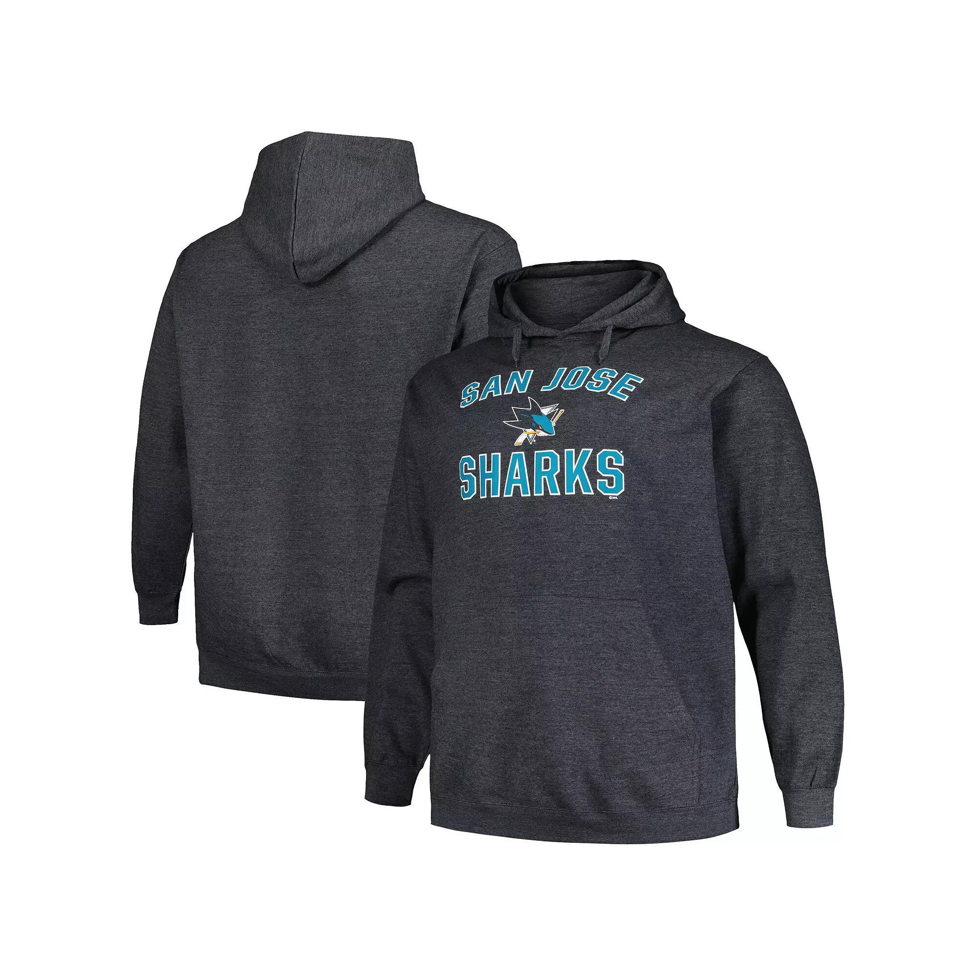 Men's Profile Heather Charcoal San Jose Sharks Big & Tall Arch Over Logo Pullover Hoodie, Size: 2XLT, Sks Charco Product Image