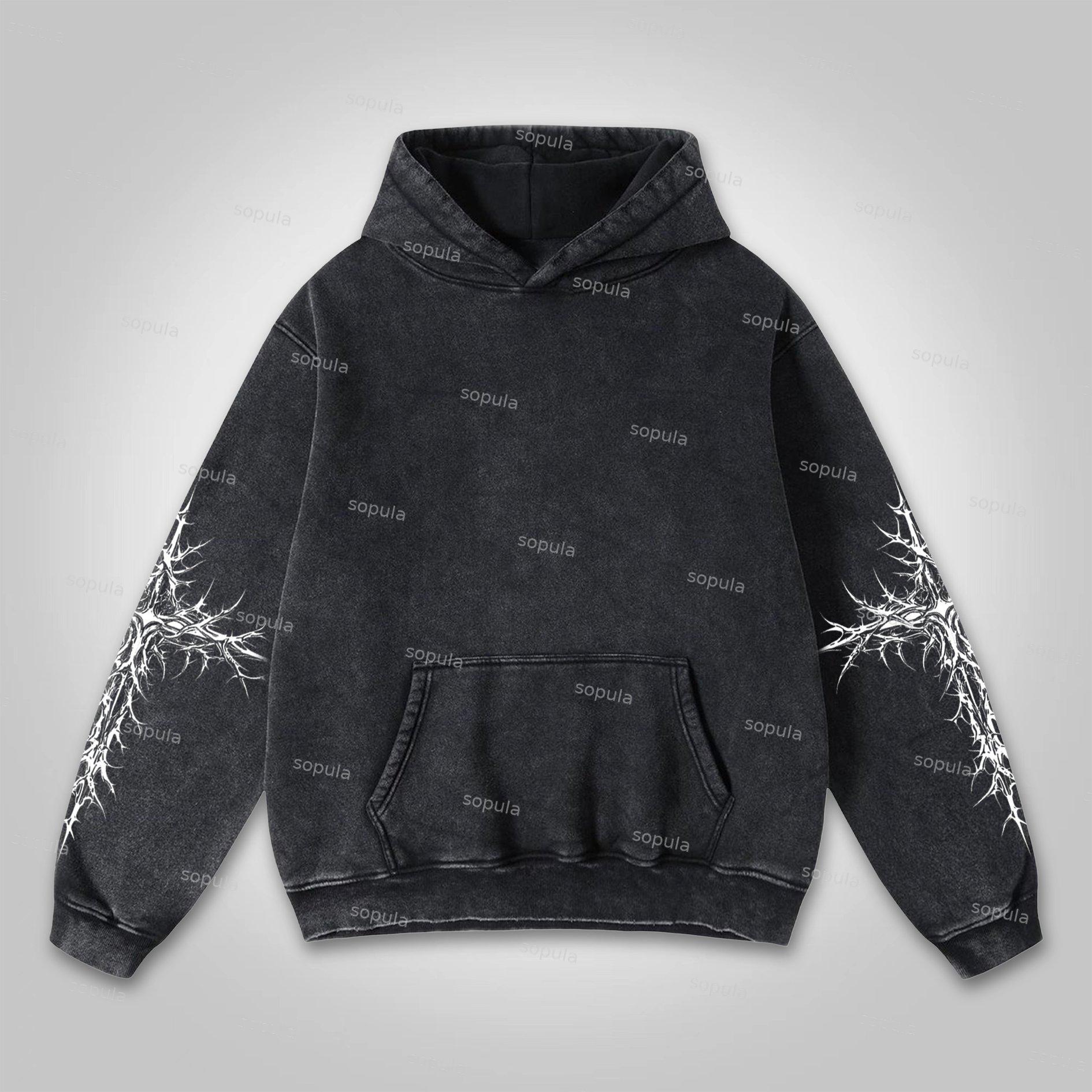 Sopula Vintage Angel Cross Faith Graphic Washed Hoodie Product Image