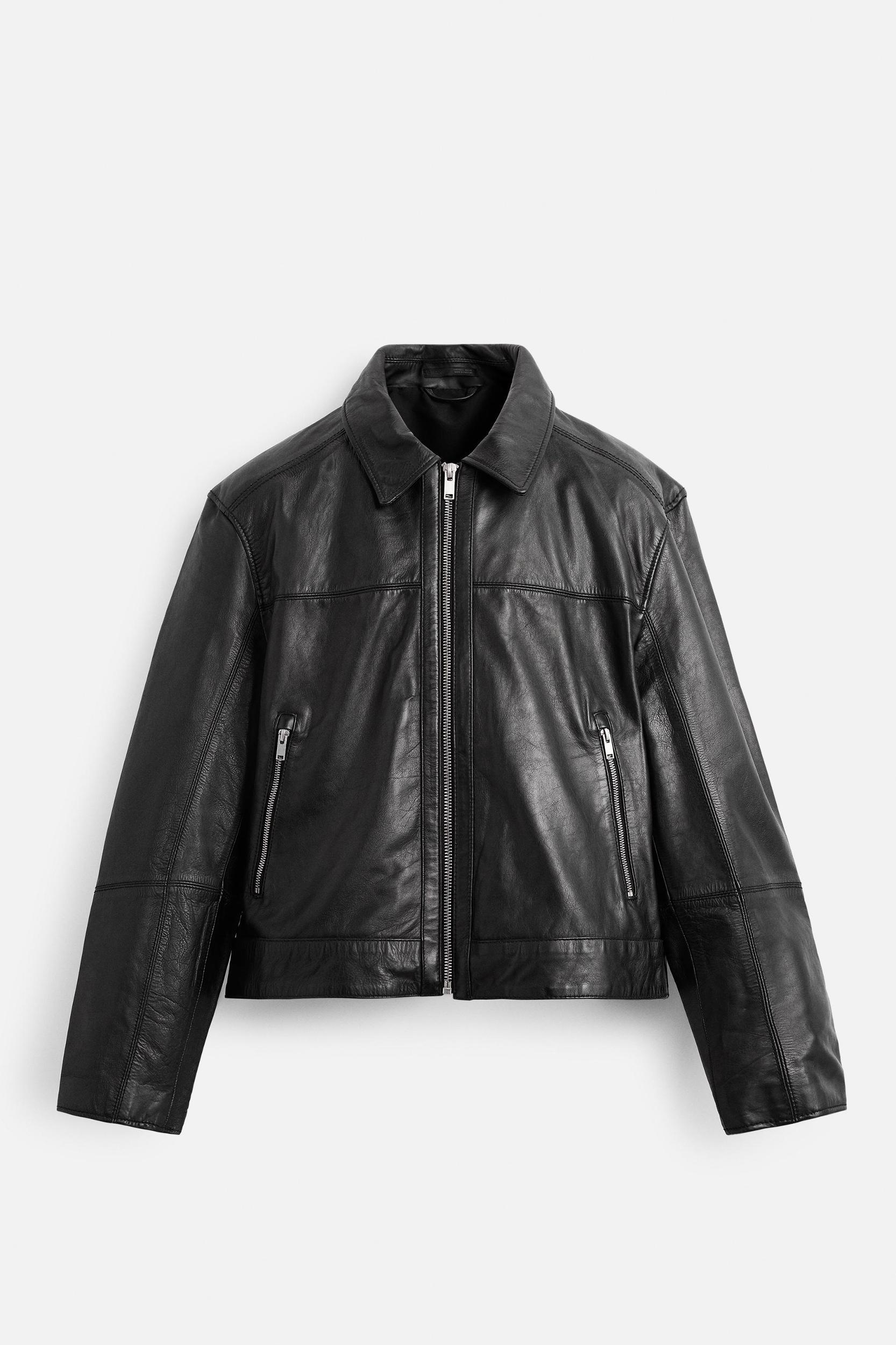 LEATHER BOXY FIT JACKET Product Image