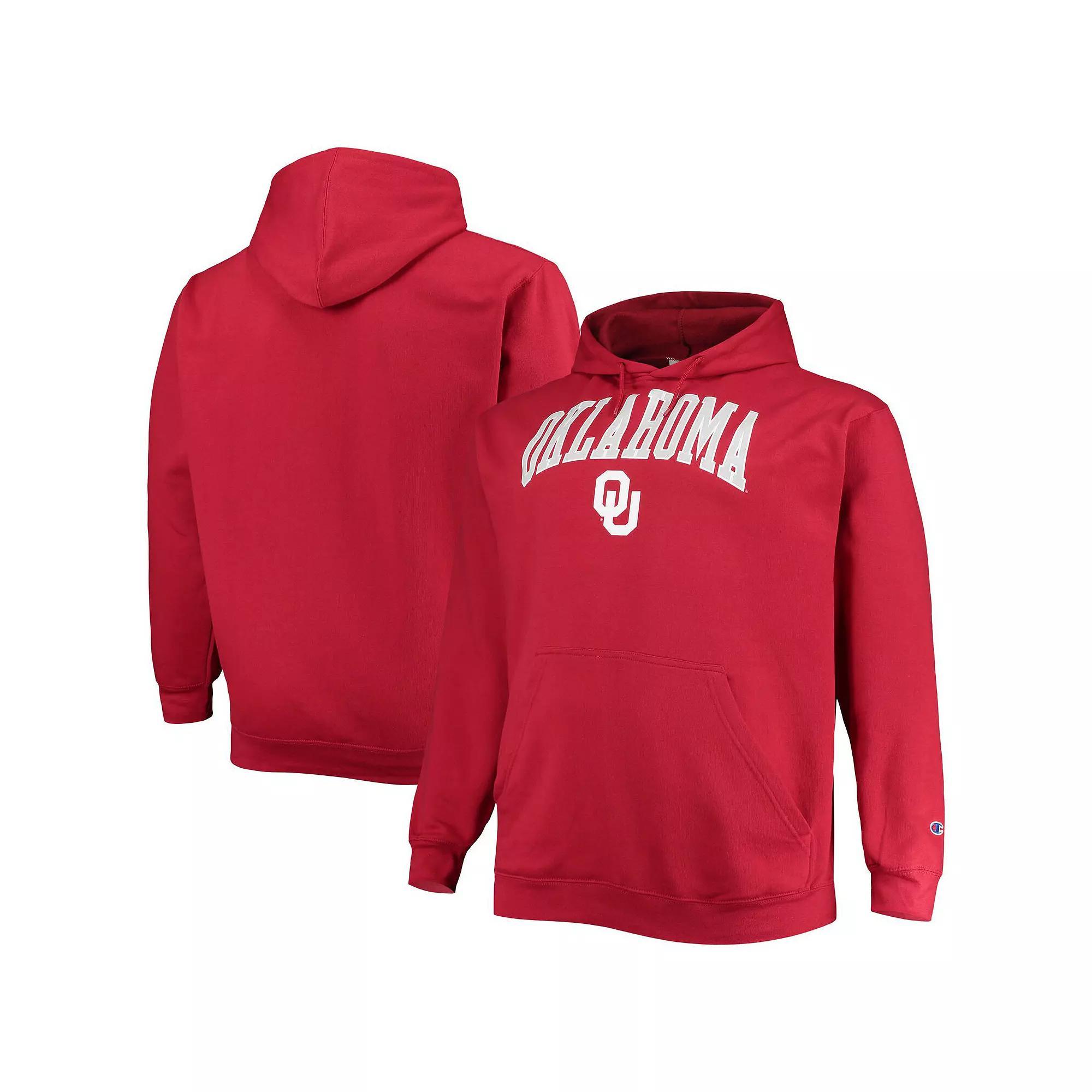 Men's Champion Crimson Oklahoma Sooners Big & Tall Arch Over Logo Powerblend Pullover Hoodie, Size: XLT, Red Product Image