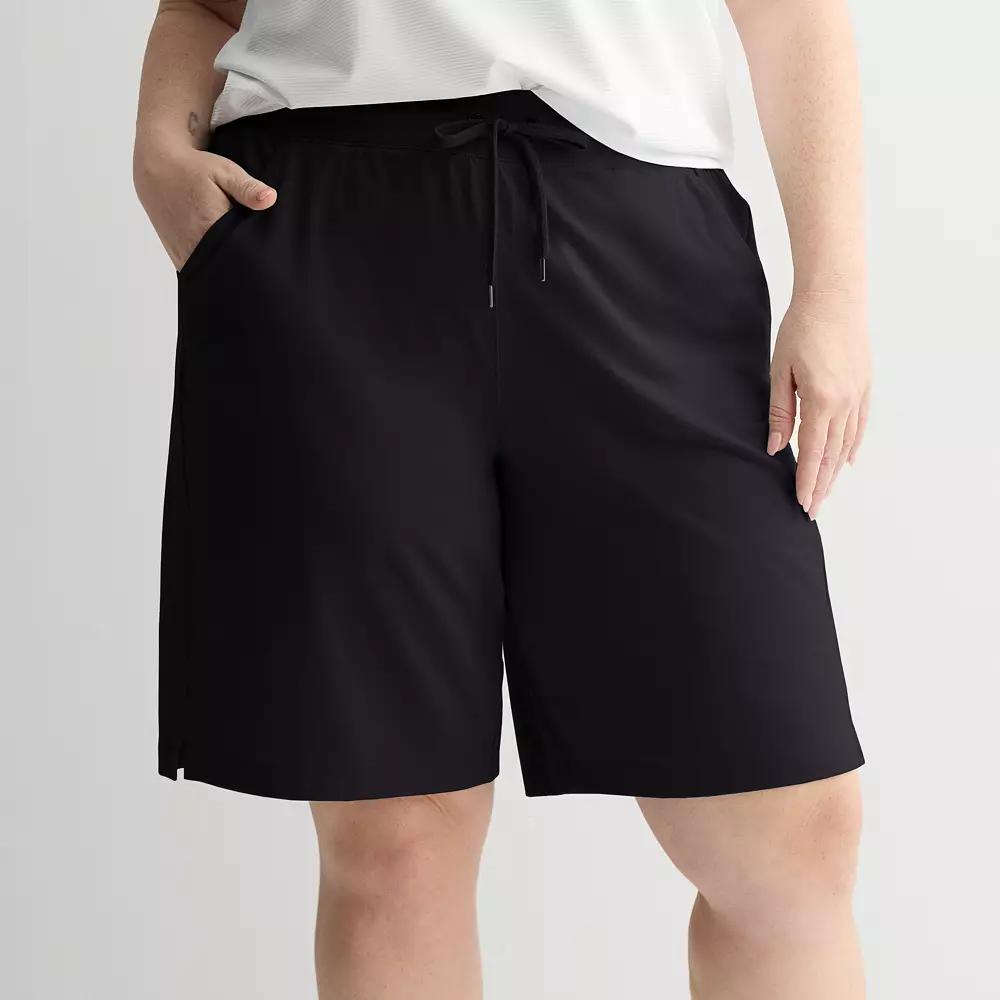 Plus Size Tek Gear® Essential Elastic Waist Bermuda Shorts, Women's, Size: 4XL, Mineral Black Product Image