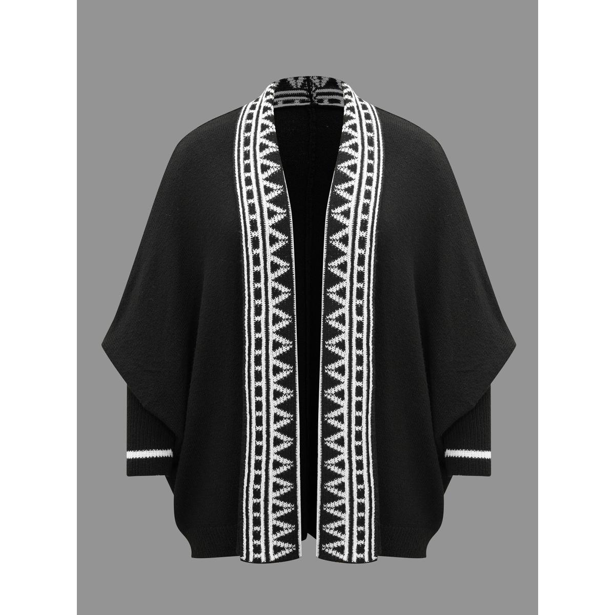 Plus Size Dolman Sleeves Kimono Collar Cardigan Black Women Casual Loose Long Sleeve Everyday Cardigans BloomChic 28/5X Product Image