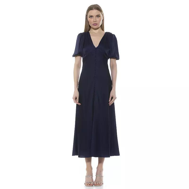 Women's ALEXIA ADMOR Lorelei Bubble Sleeve Midi Dress, Size: 8, Halogen Blue Product Image