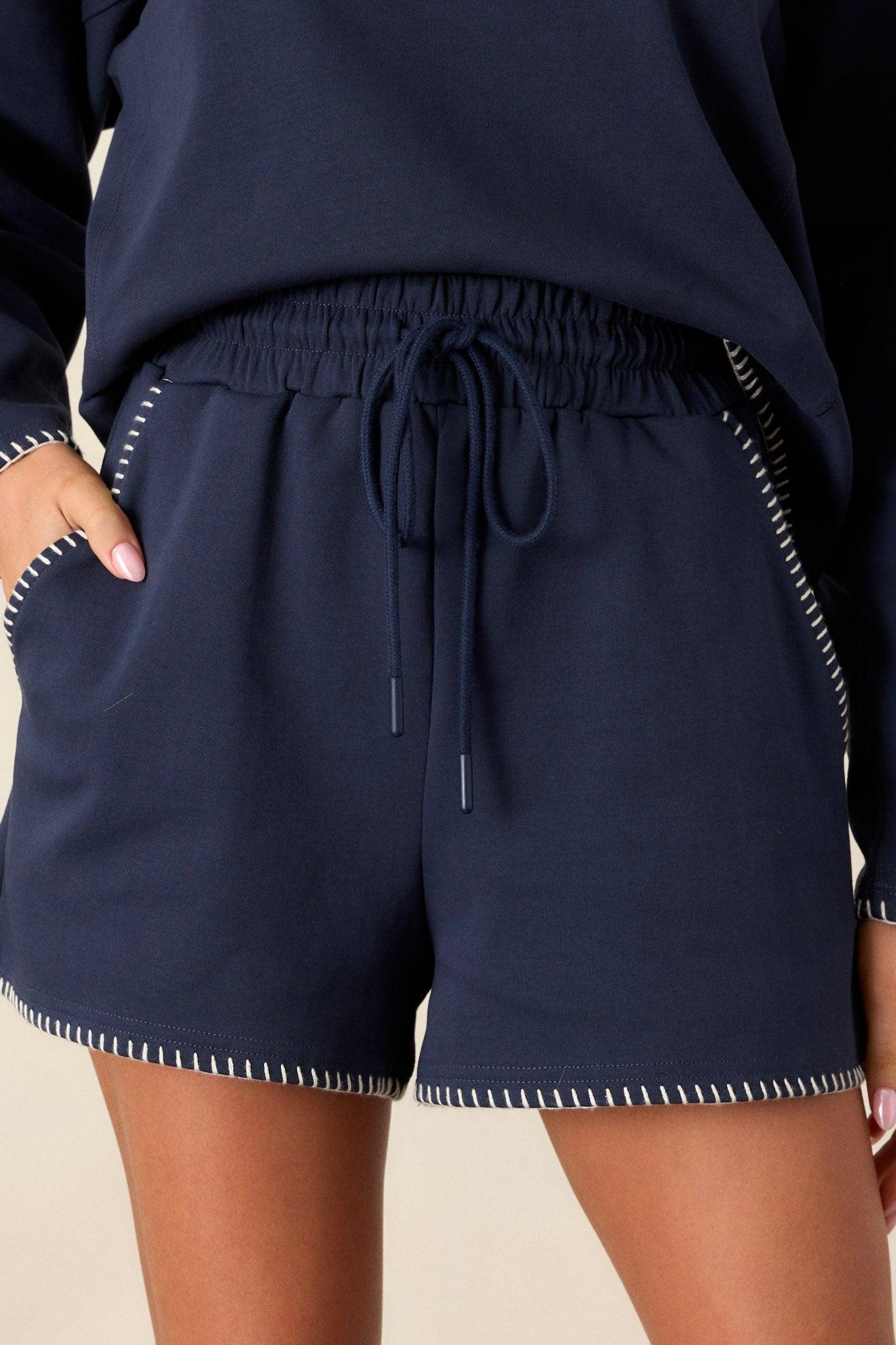 Into The Stars Navy Stitch Shorts Product Image