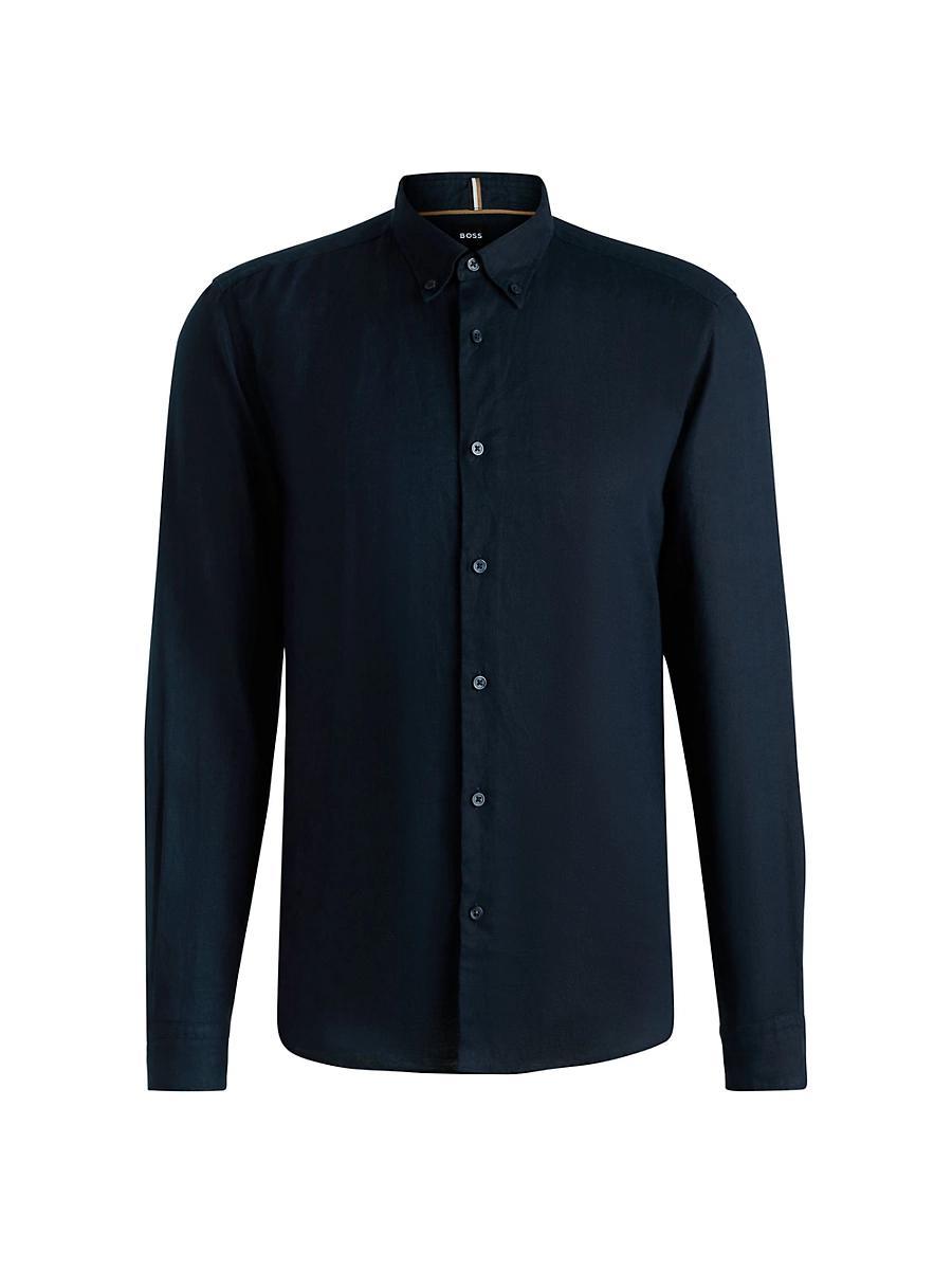 Mens Regular-Fit Button-Down Shirt in Linen Product Image