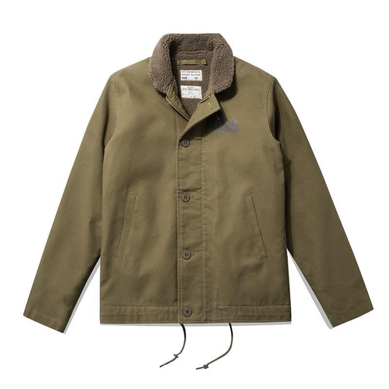 Printed-Back Fleece-Lined Hooded Jacket Product Image