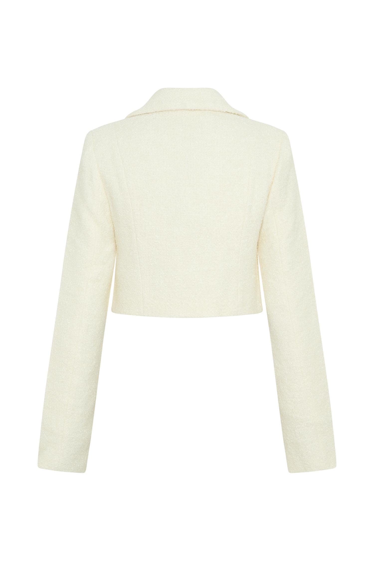 Mirelle Textured Boucle Cropped Long Sleeve Top - Ivory Product Image