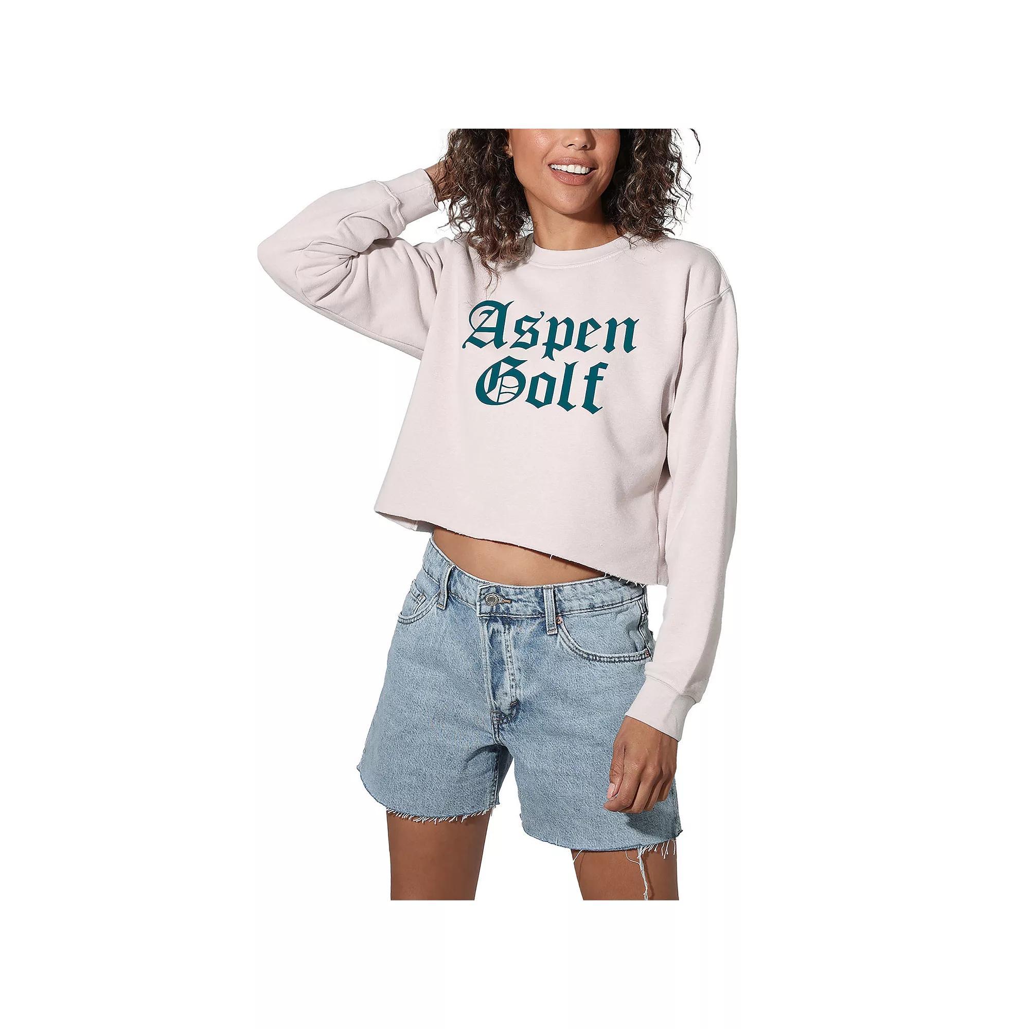Women's Suburban Riot Aspen Golf Cropped Graphic Sweatshirt, Girl's, Size: Large, Beige Product Image