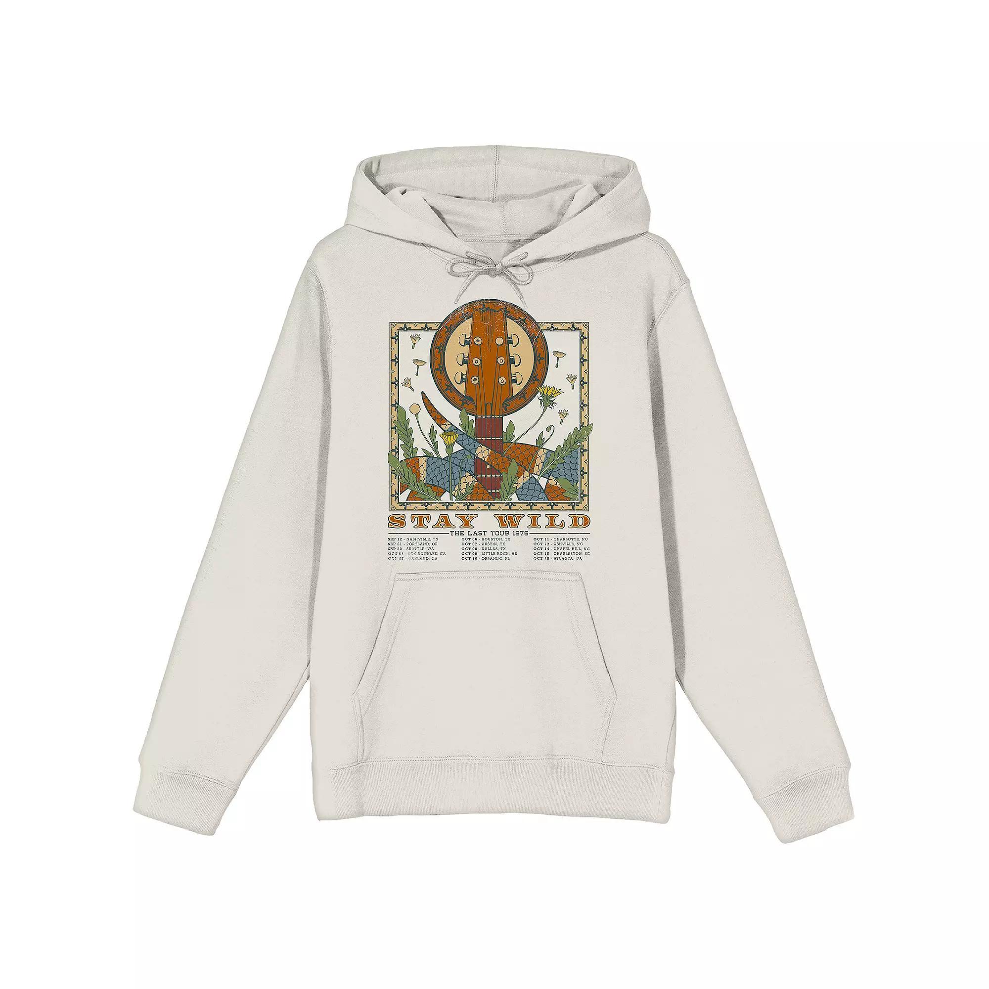 Men's Stay Wild The Last Tour Snake And Guitar Vintage Graphic Hoodie, Size: XL, Beige Product Image