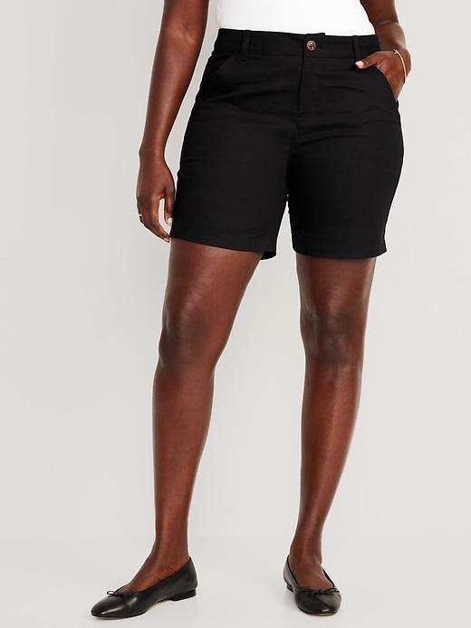 High-Waisted Uniform Bermuda Shorts -- 7-inch inseam Product Image