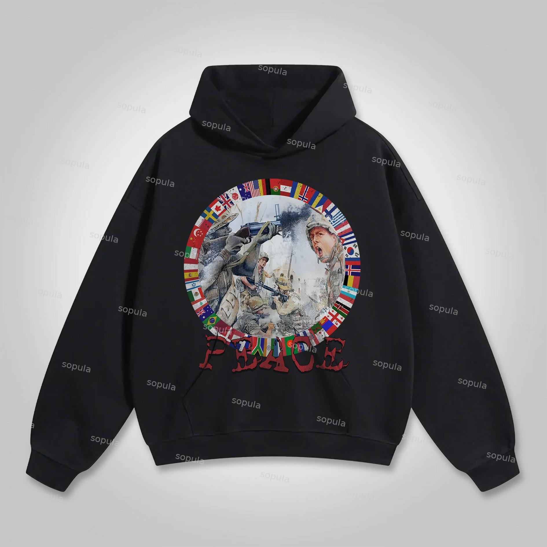 Sopula Faith In God Vintage Graphic Rebirth Pocket Hoodie Product Image