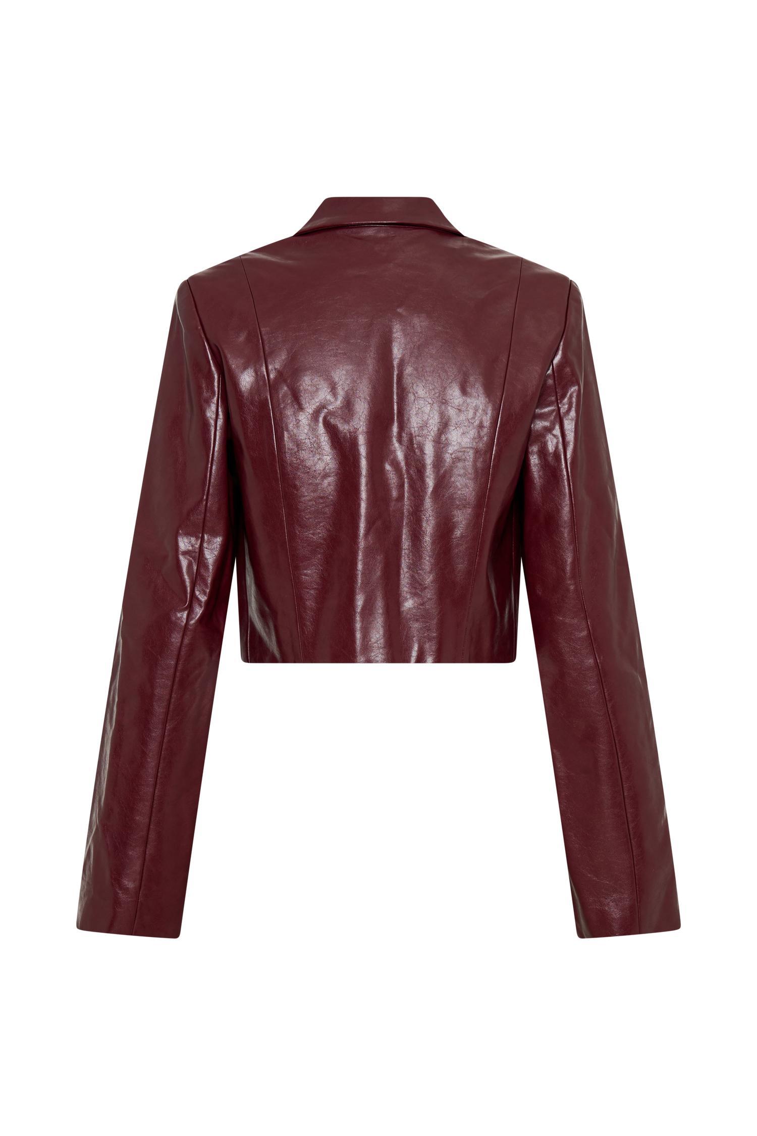 Oli Faux Leather Long Sleeve Top - Cherry Red Product Image