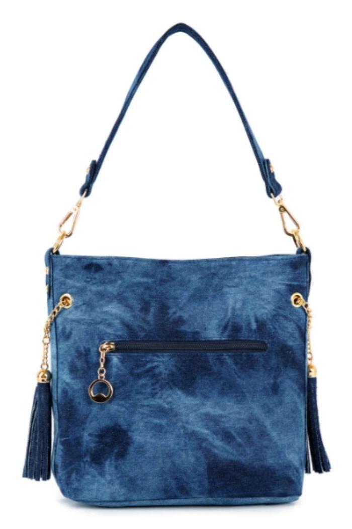 Denim Rhinestone Hobo Crossbody Product Image