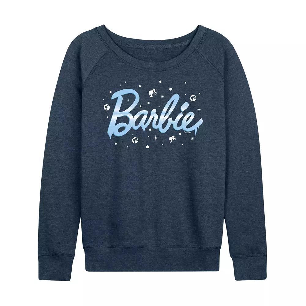 Womens Barbie Icy Logo French Terry Long Sleeve Tee, Girls Grey Indigo Product Image