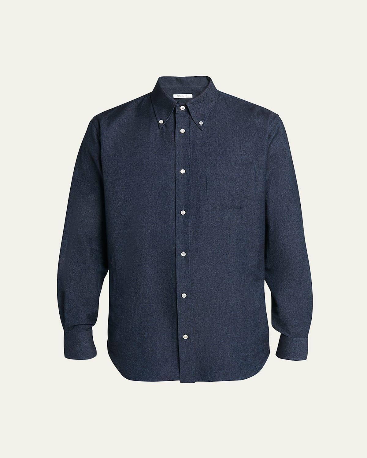 Mens Agui Cashmere-Cotton Denim Sport Shirt Product Image