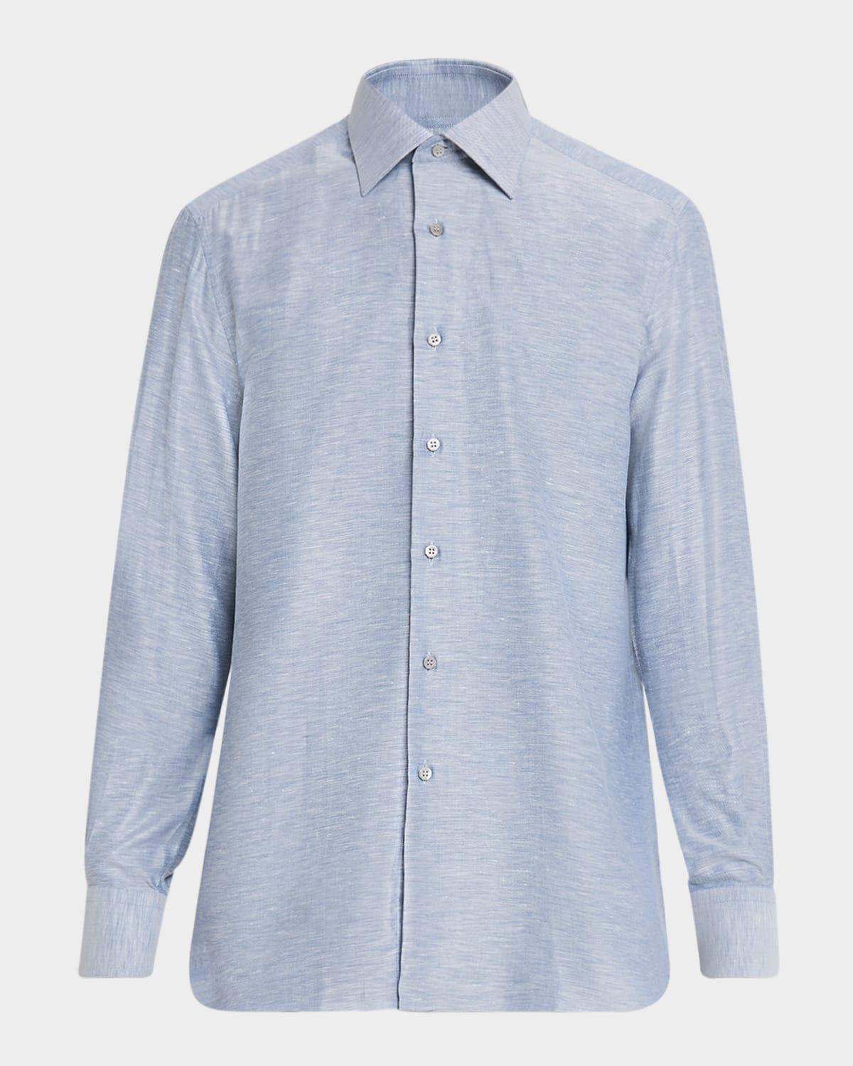 Mens Heathered Cotton and Linen Sport Shirt Product Image