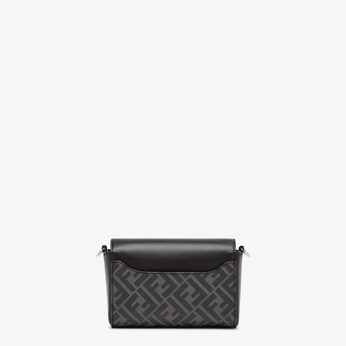 FF Squared Compact BagBlack leather and black FF canvas bag Product Image