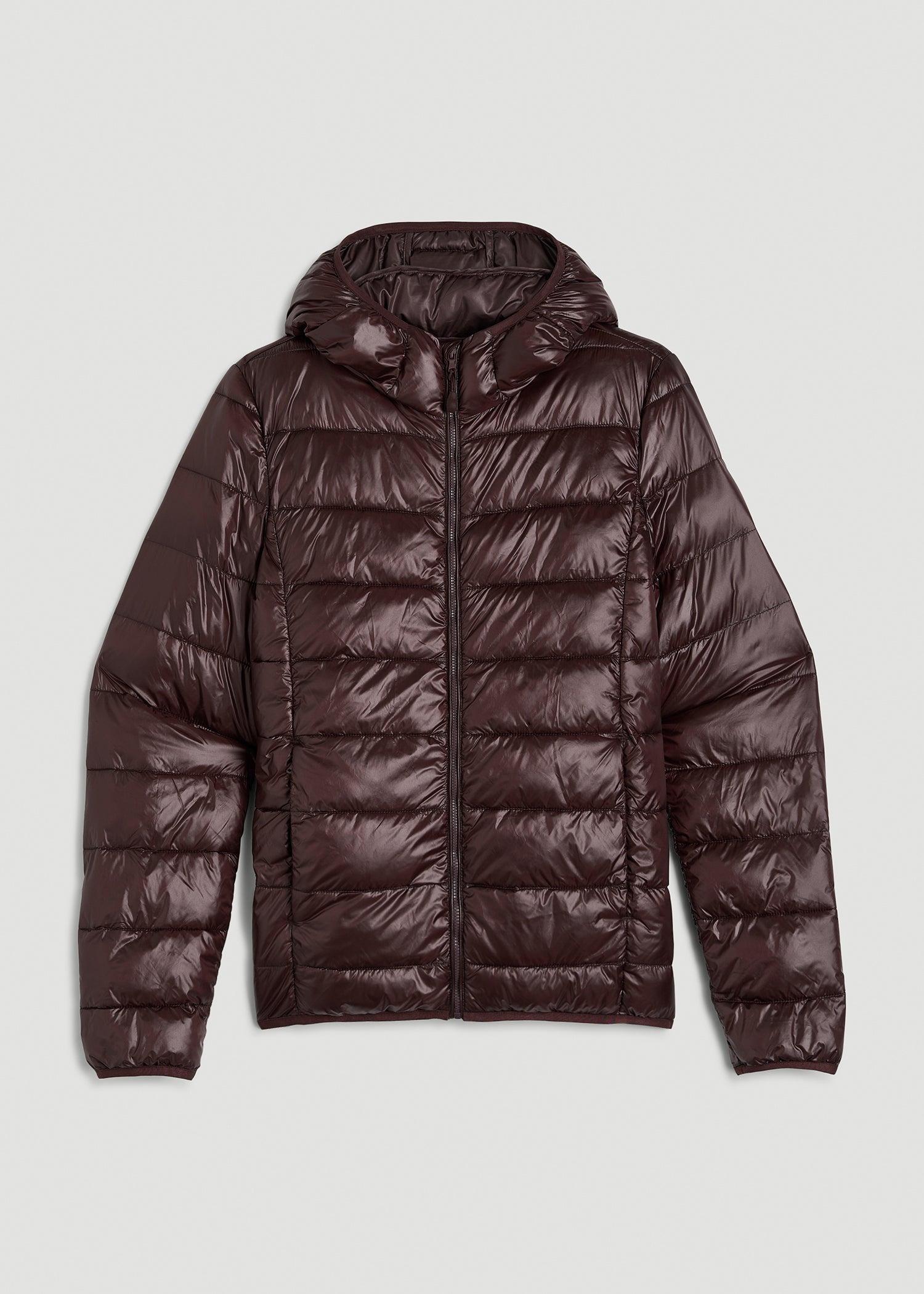 Packable Short Puffer Jacket for Tall Women in Oxblood Product Image