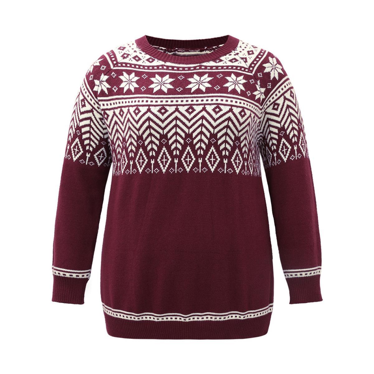 Plus Size Supersoft Essentials Christmas Graphic Elastic Cuffs Cardigan Burgundy Women Casual Loose Long Sleeve Dailywear Cardigans BloomChic 10/M Product Image
