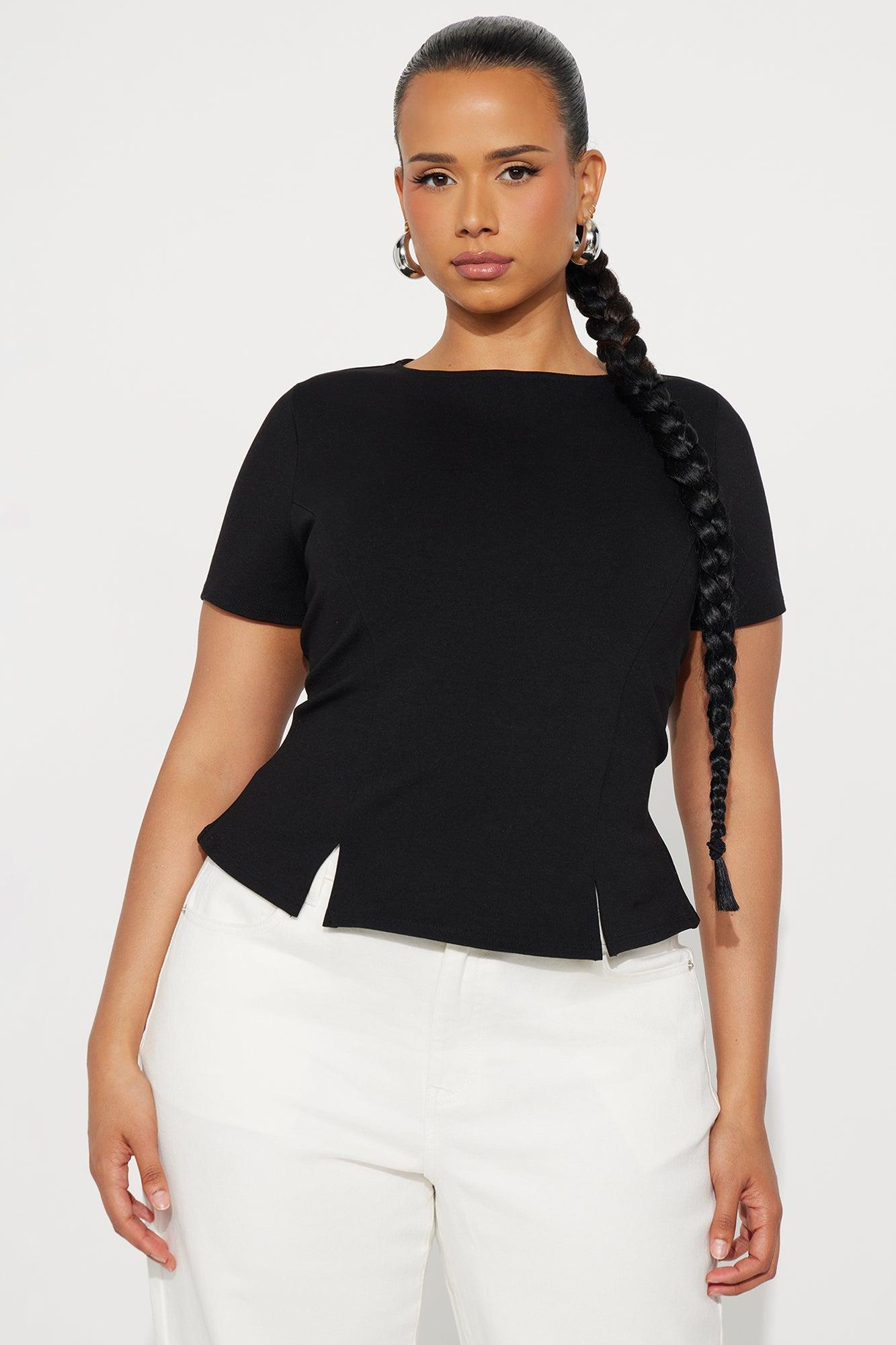 Leola Short Sleeve Top - Black Product Image