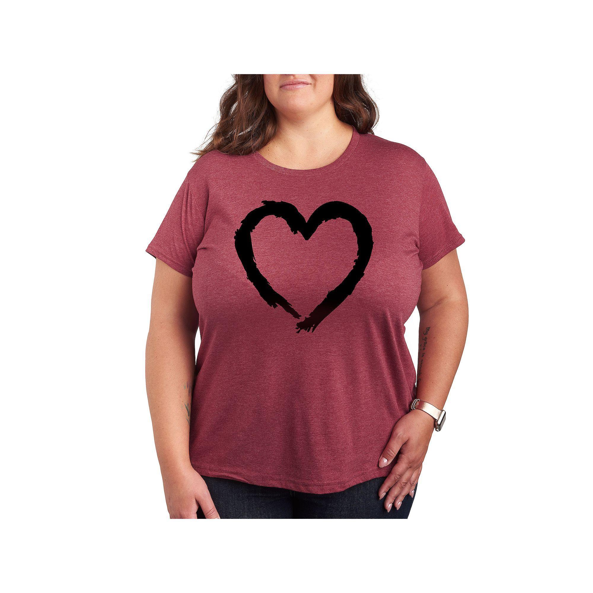 Plus Size Paintbrush Stroke Heart Graphic Tee, Women's, Size: 3XL, White Product Image