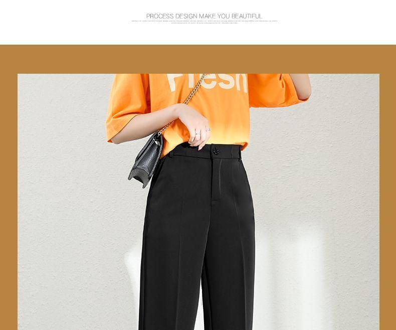 High Rise Plain Cropped Straight Leg Pants (Various Designs) Product Image