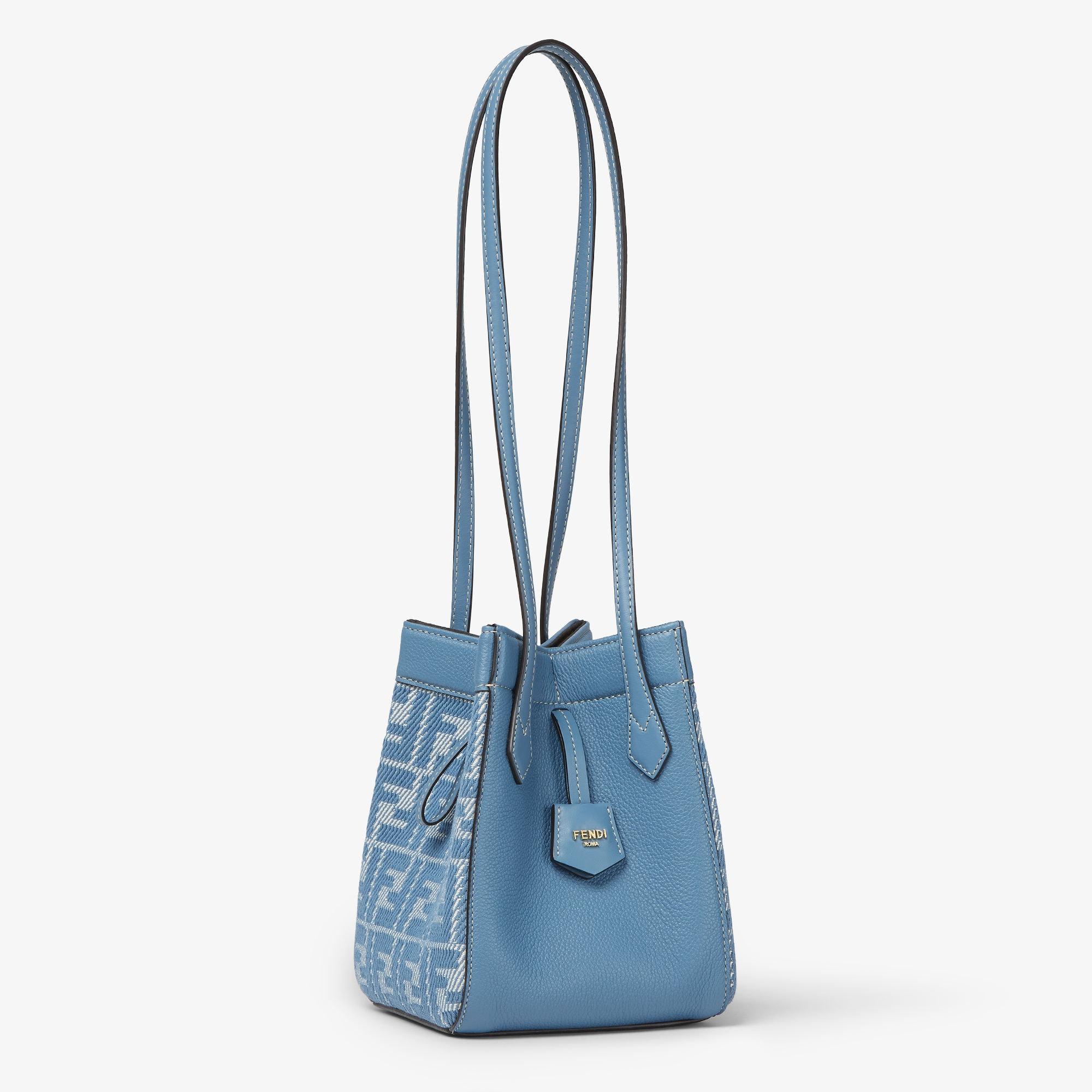 Fendi Origami MiniBlue leather and denim-effect FF jacquard transformable mini-bag Product Image