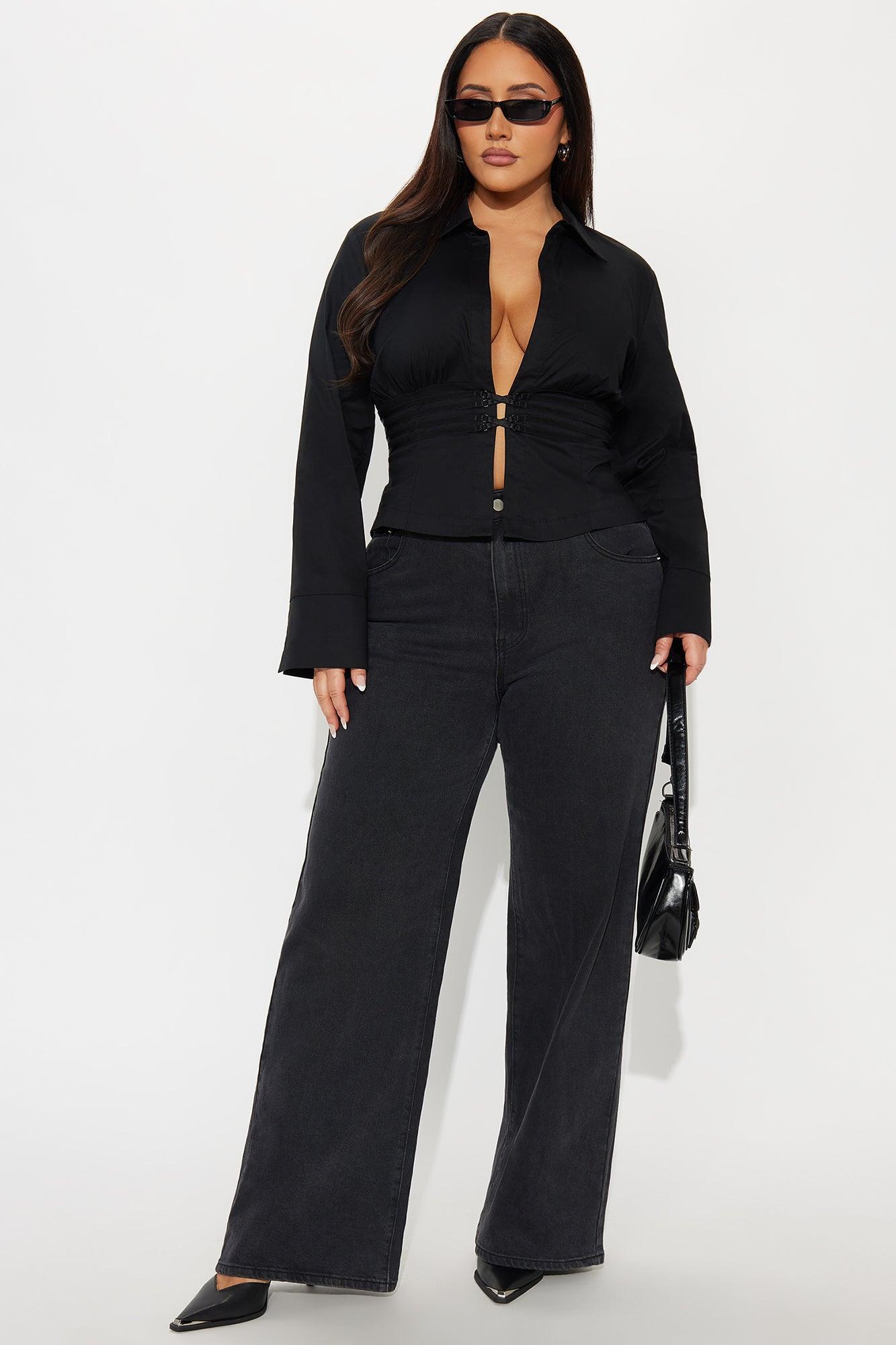 One Of A Kind Poplin Blouse - Black Product Image