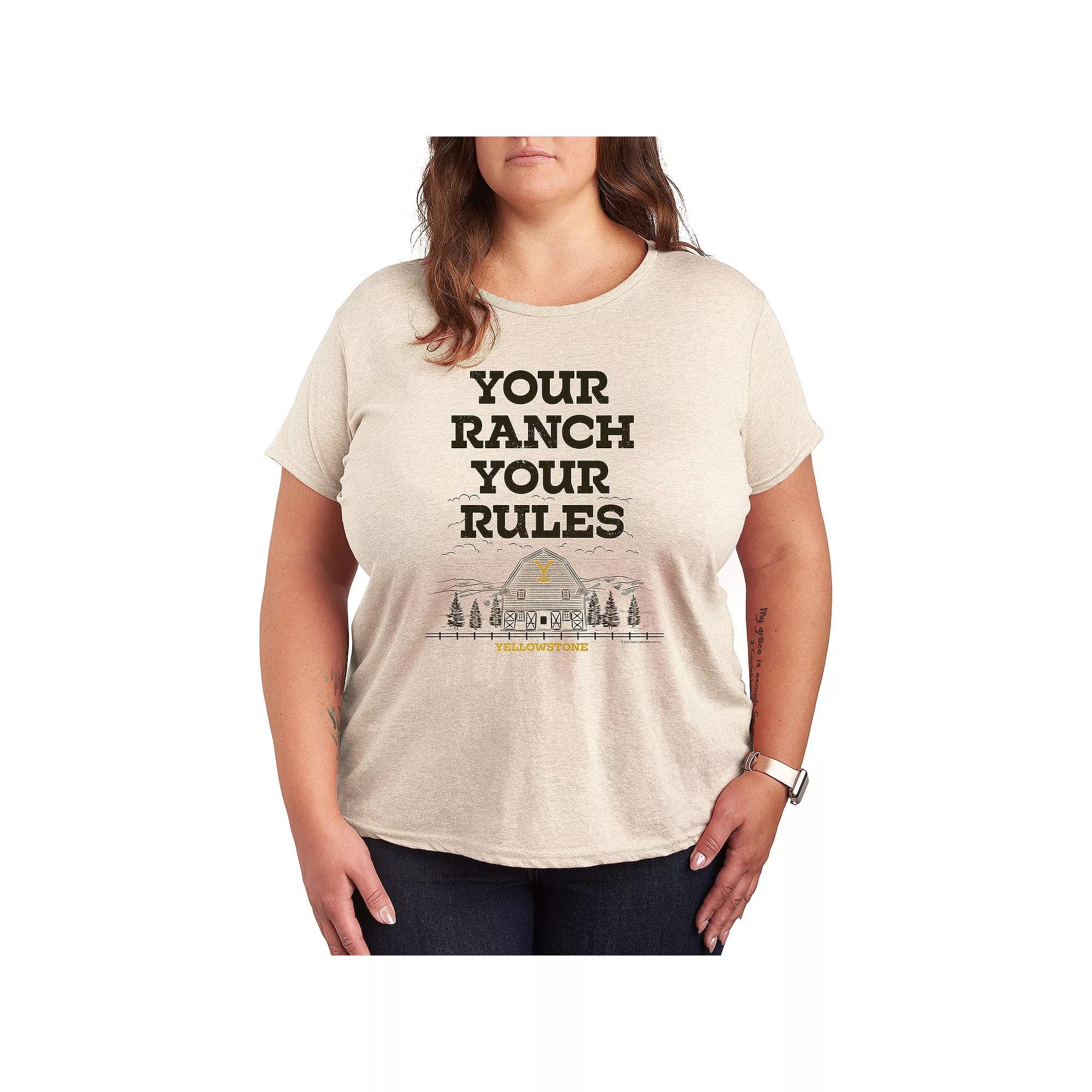 Plus Yellowstone Your Ranch Rules Graphic Tee, Womens Product Image