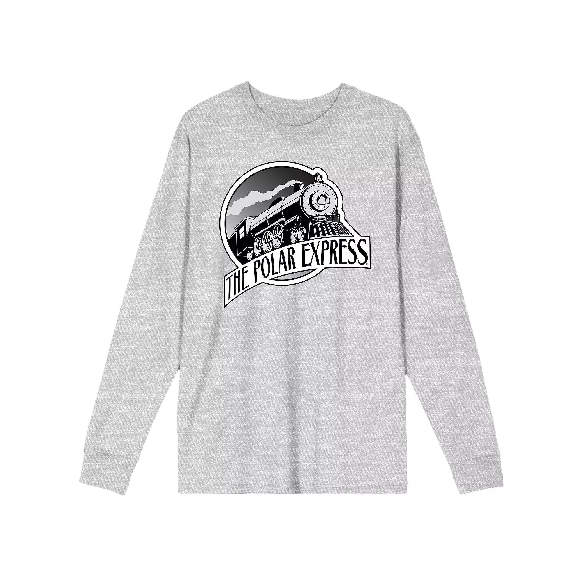 Men's Polar Express Train Logo Long Sleeve Tee, Size: Small, Grey Product Image