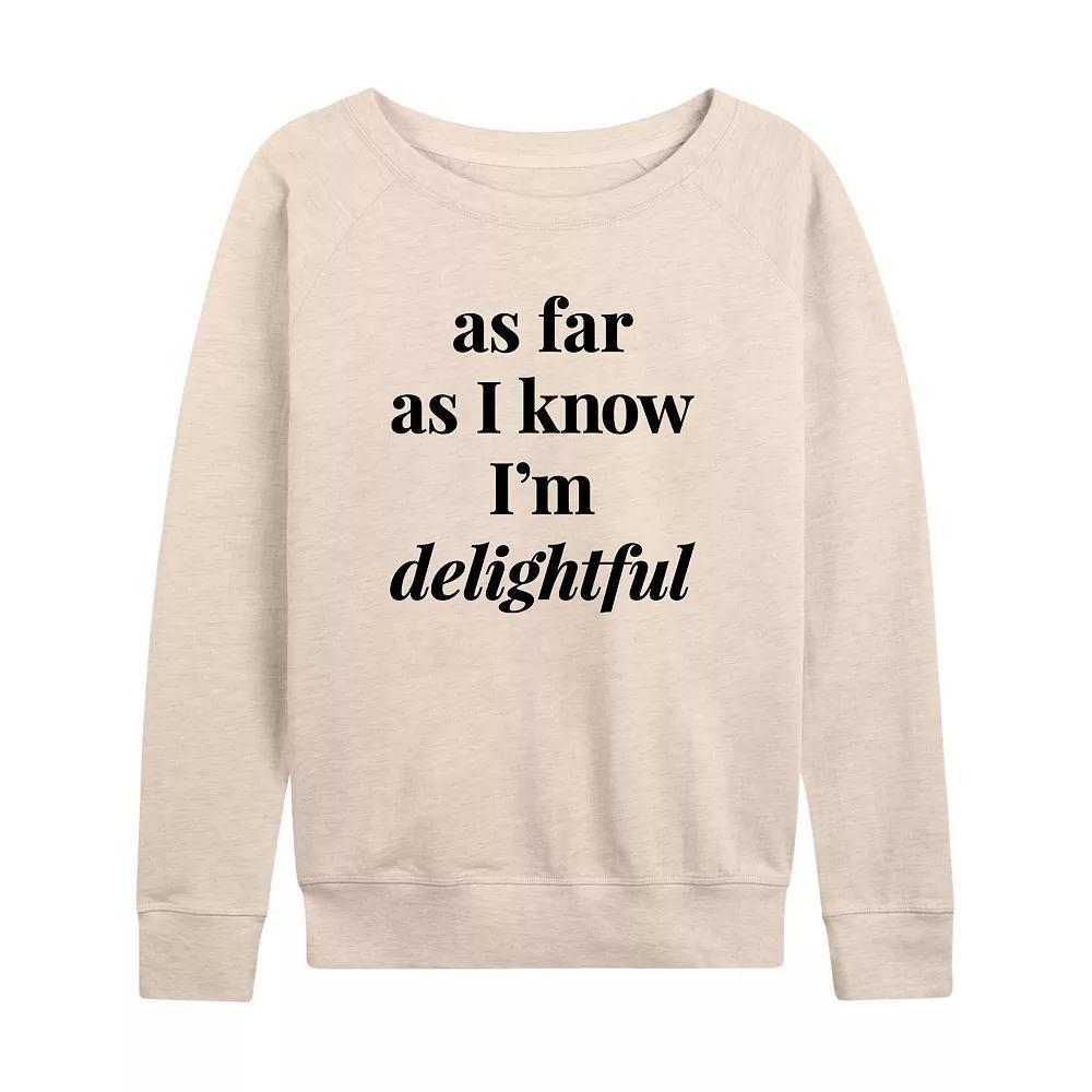 Women's As I Know I'm Delightful French Terry Long Sleeve Tee, Size: Medium, Beige Product Image