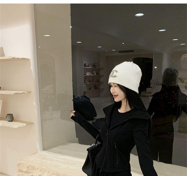 Plain Zip-Up Hoodie / Round Neck Slim Fit Crop Tank Top / High Rise Wide Leg Pants Product Image