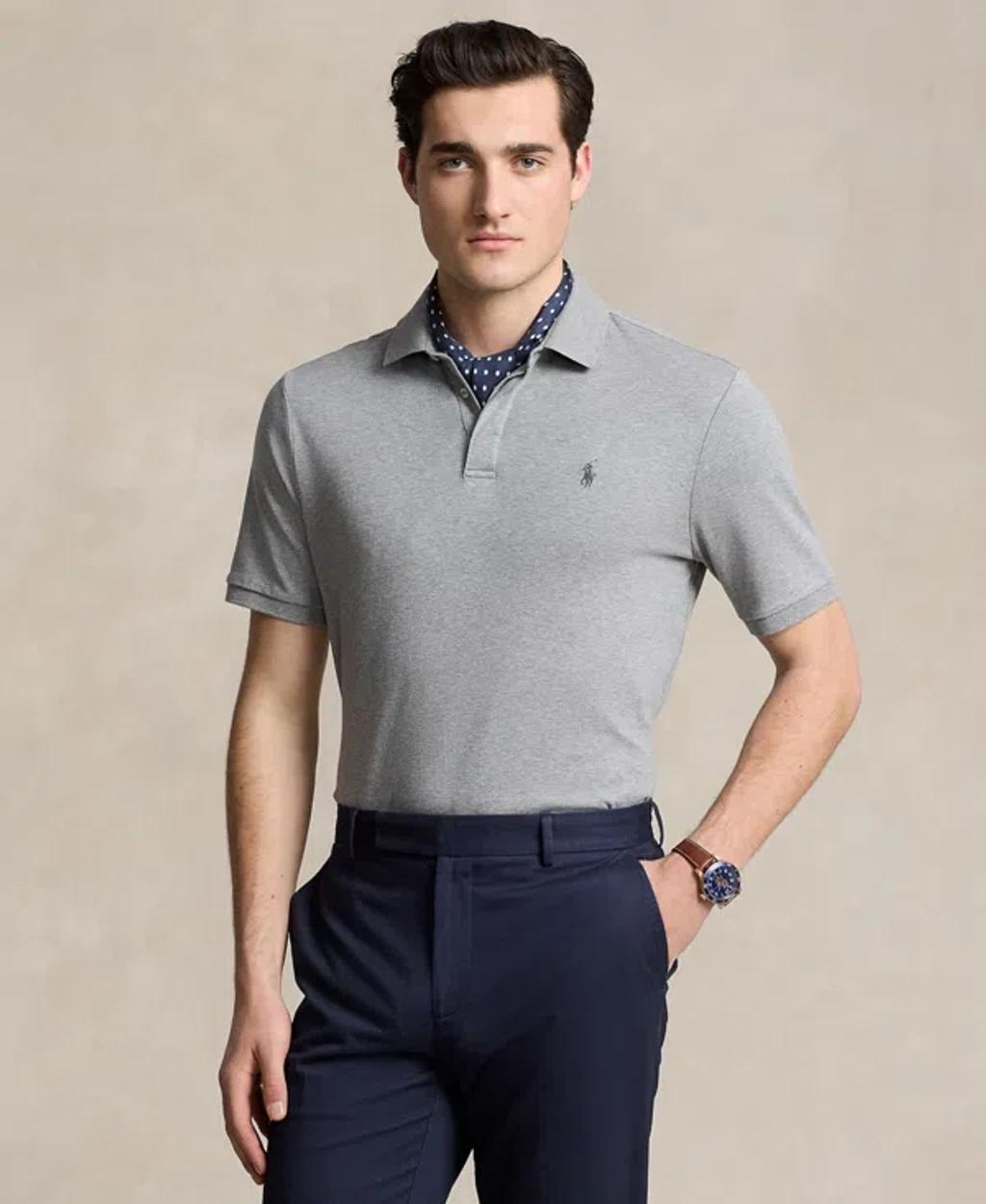POLO RALPH LAUREN Men's Classic-fit Soft Cotton Polo Shirt In Steel Heather,c9911 Product Image
