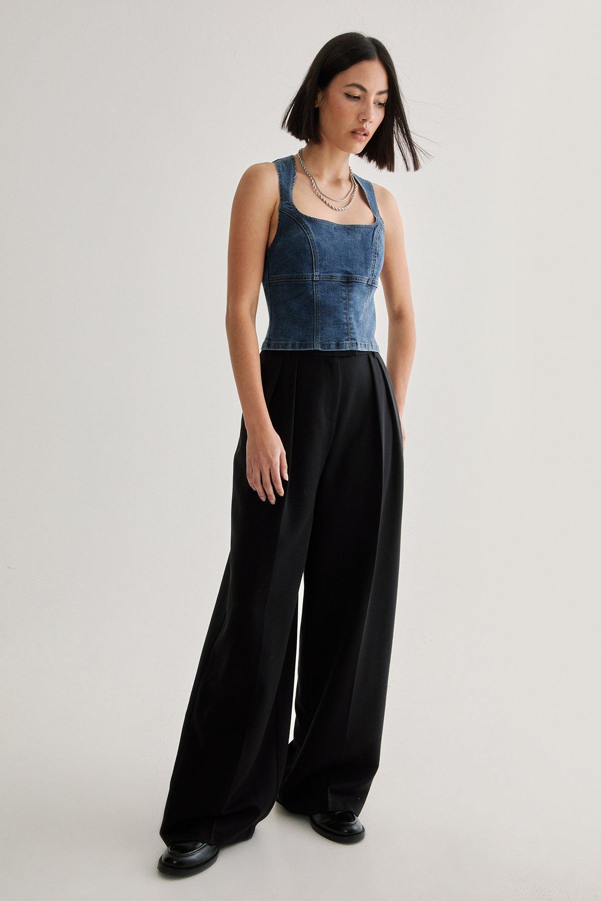 Denim Lace Back Top Product Image