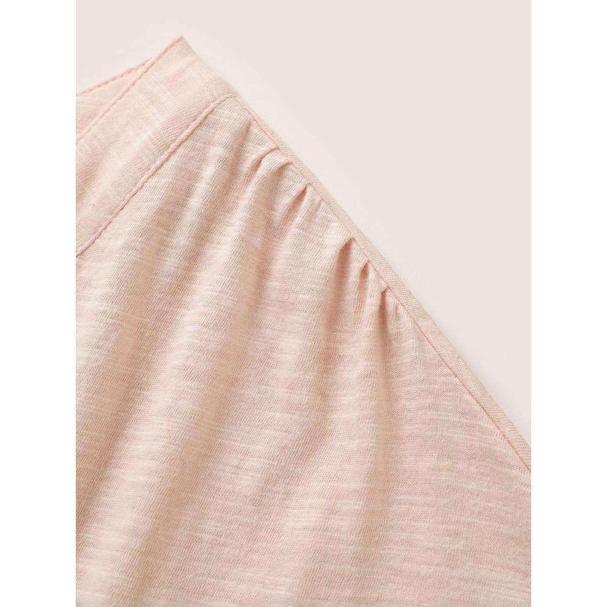 Plus Size Cotton Solid Notched Dolman Sleeve T-shirt Crepe Women Casual Non Plain Notched collar Everyday T-shirts BloomChic 22-24/3X Product Image