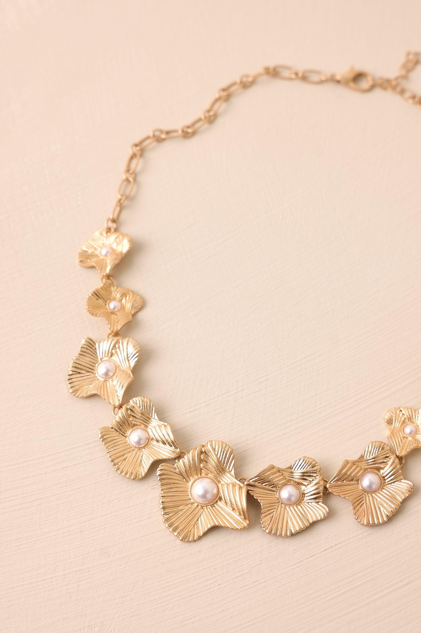 Through The Garden Gold & Ivory Pearl Floral Necklace Product Image