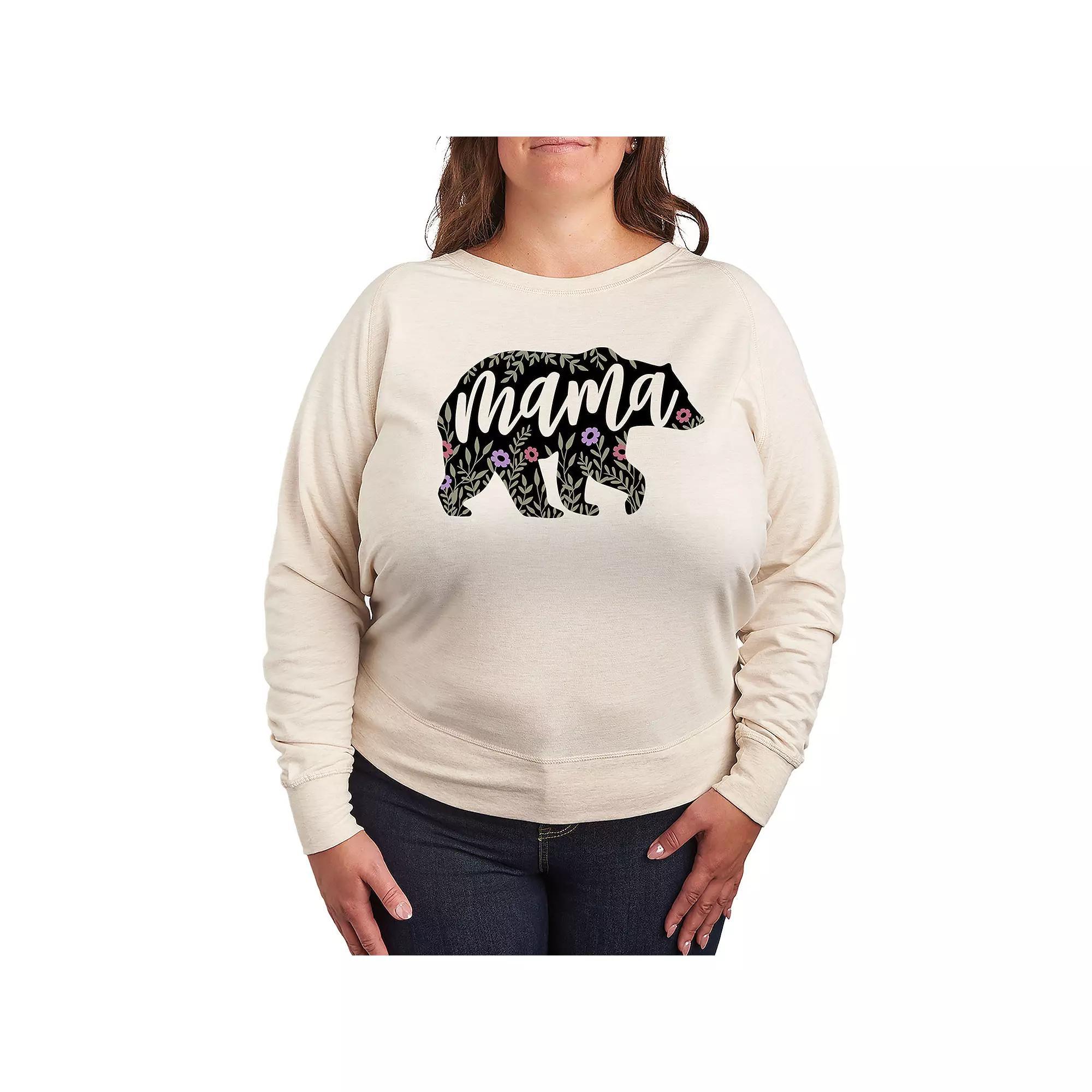 Disneys Mickey Mouse Plus Size Mom French Terry Long Sleeve Tee, Womens Product Image