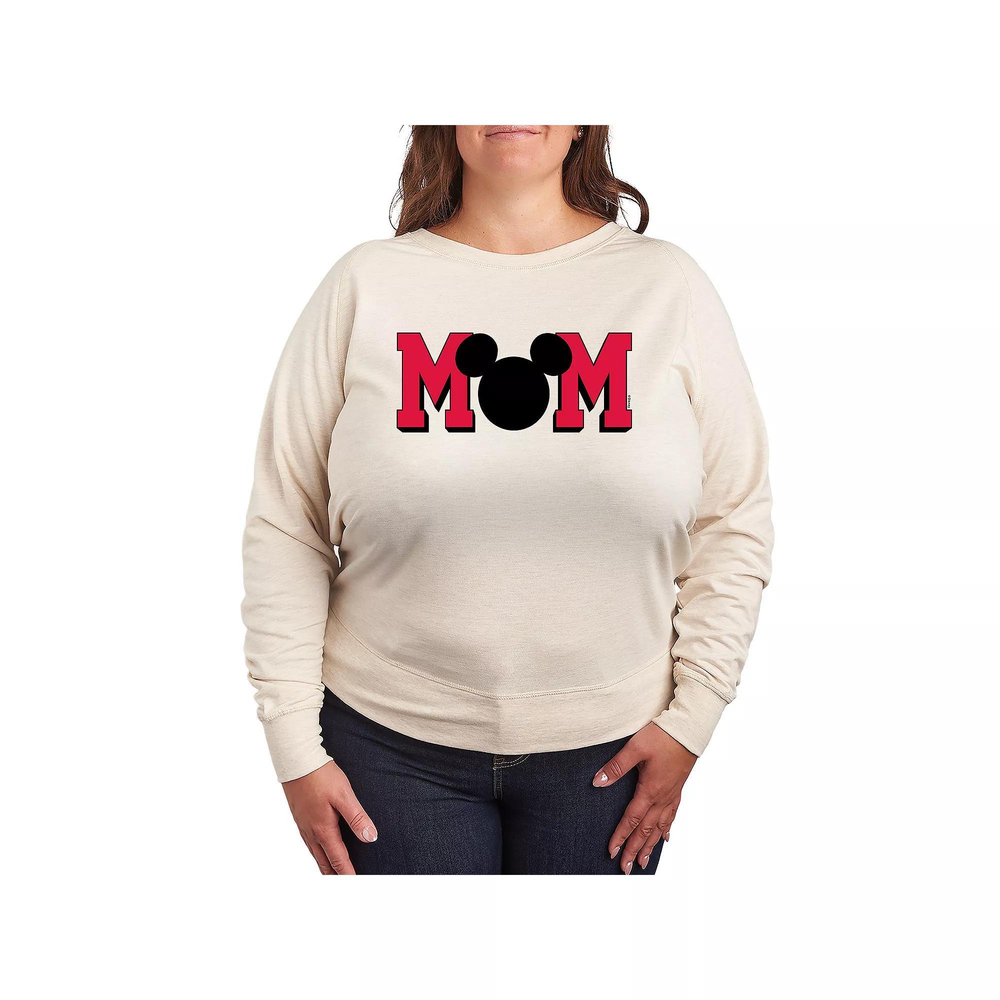 Disneys Mickey Mouse Plus Size Mom French Terry Long Sleeve Tee, Womens Product Image