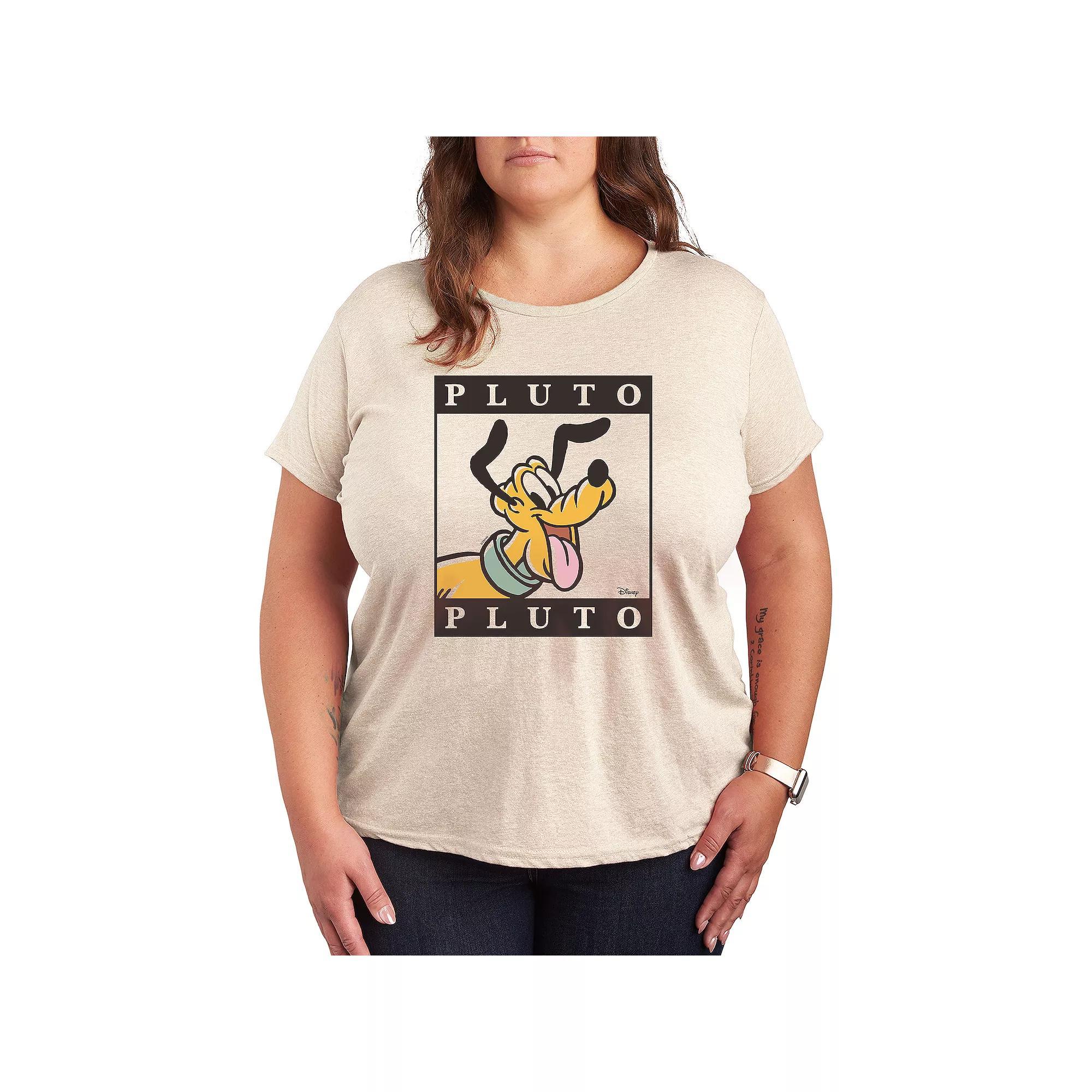 Disneys Pluto Plus Type Block Graphic Tee, Womens Product Image
