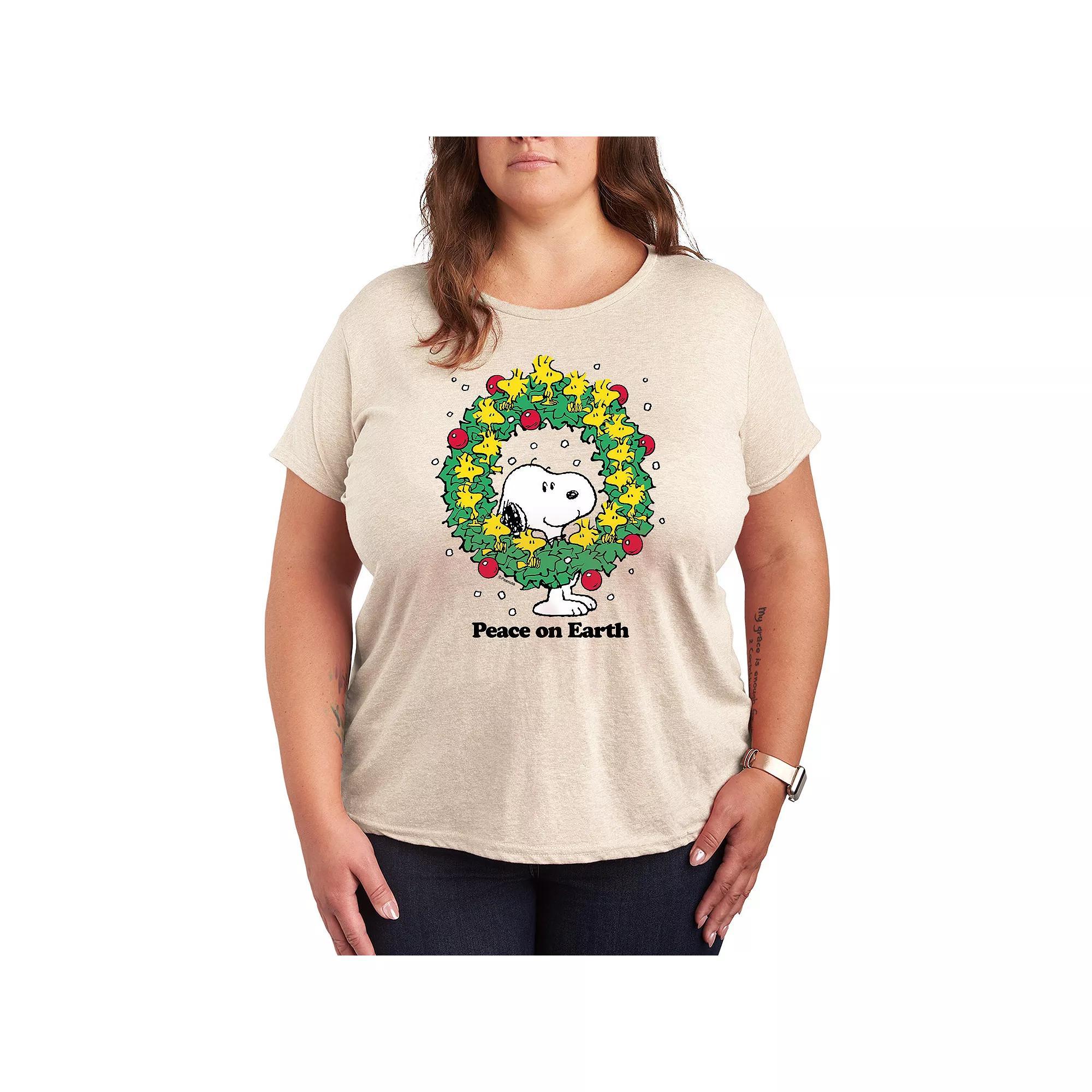 Plus Size Peanuts Snoopy Peace On Earth Graphic Tee, Womens Product Image