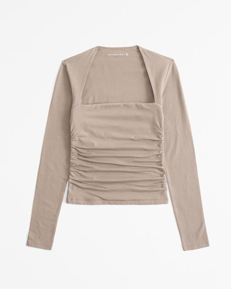The A&F Ava Long-Sleeve Mesh Top Product Image