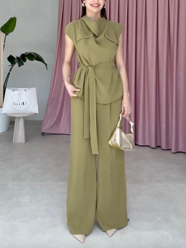 Straight Leg Solid Color Split-Joint Pants Trousers Product Image