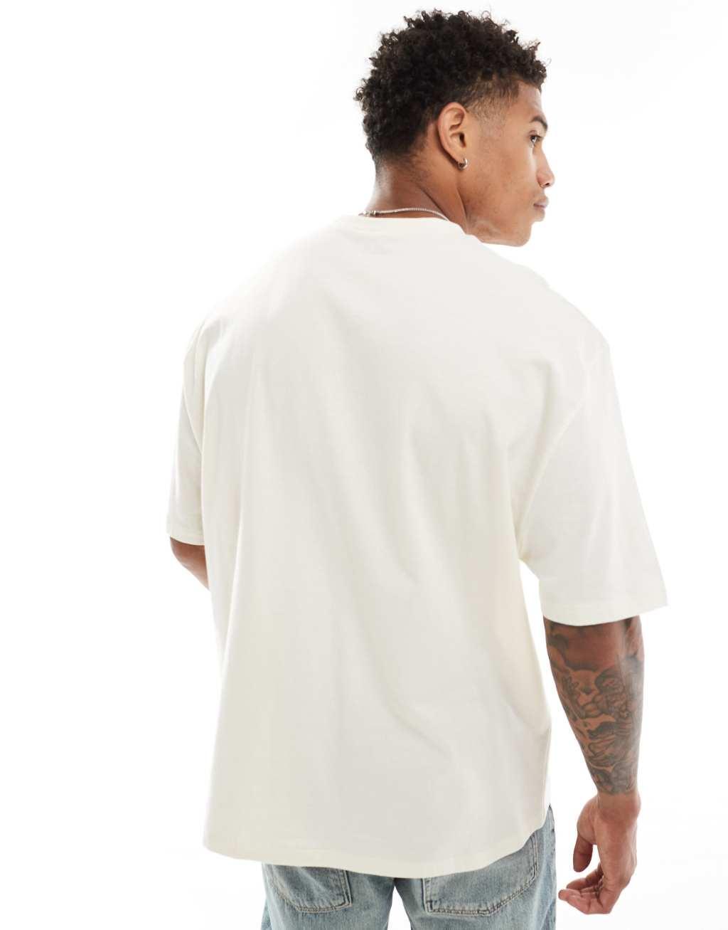 ASOS DESIGN oversized T-shirt in beige with souvenir print Product Image