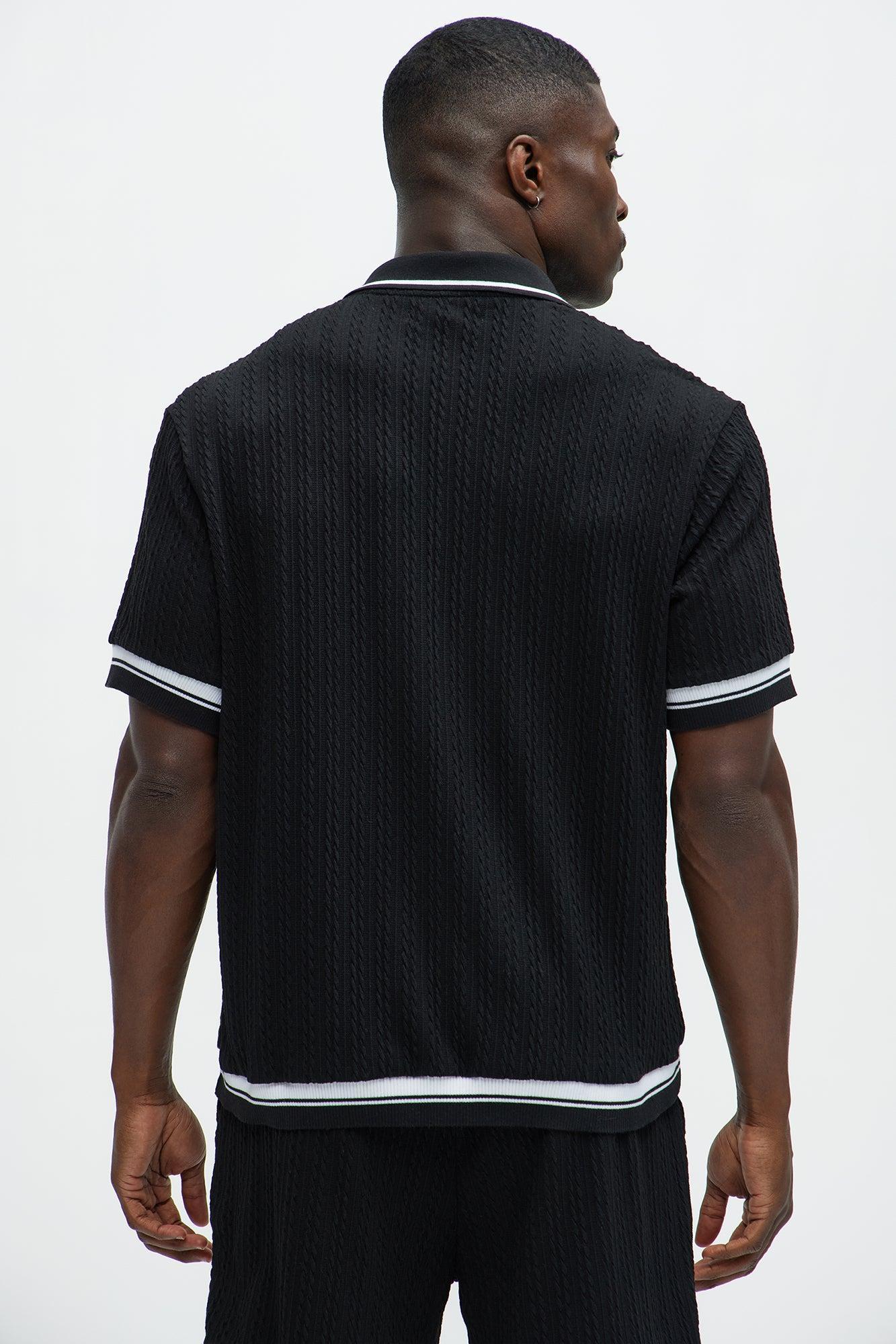 Fisher Knit Johnny Collar Polo - Black Product Image