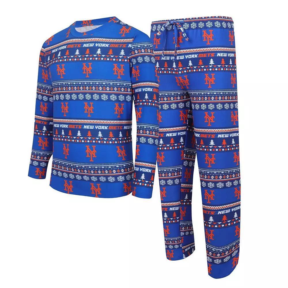 Men's Concepts Sport Royal New York Mets Knit Ugly Sweater Long Sleeve Top & Pants Set, Size: 2XL, Blue Product Image