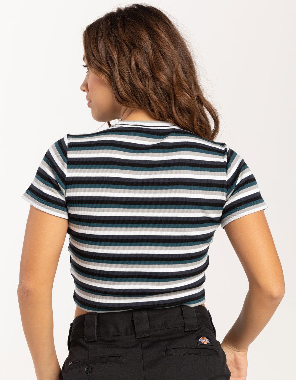 DICKIES Womens Stripe Baby Tee - BLACK COMBO Product Image