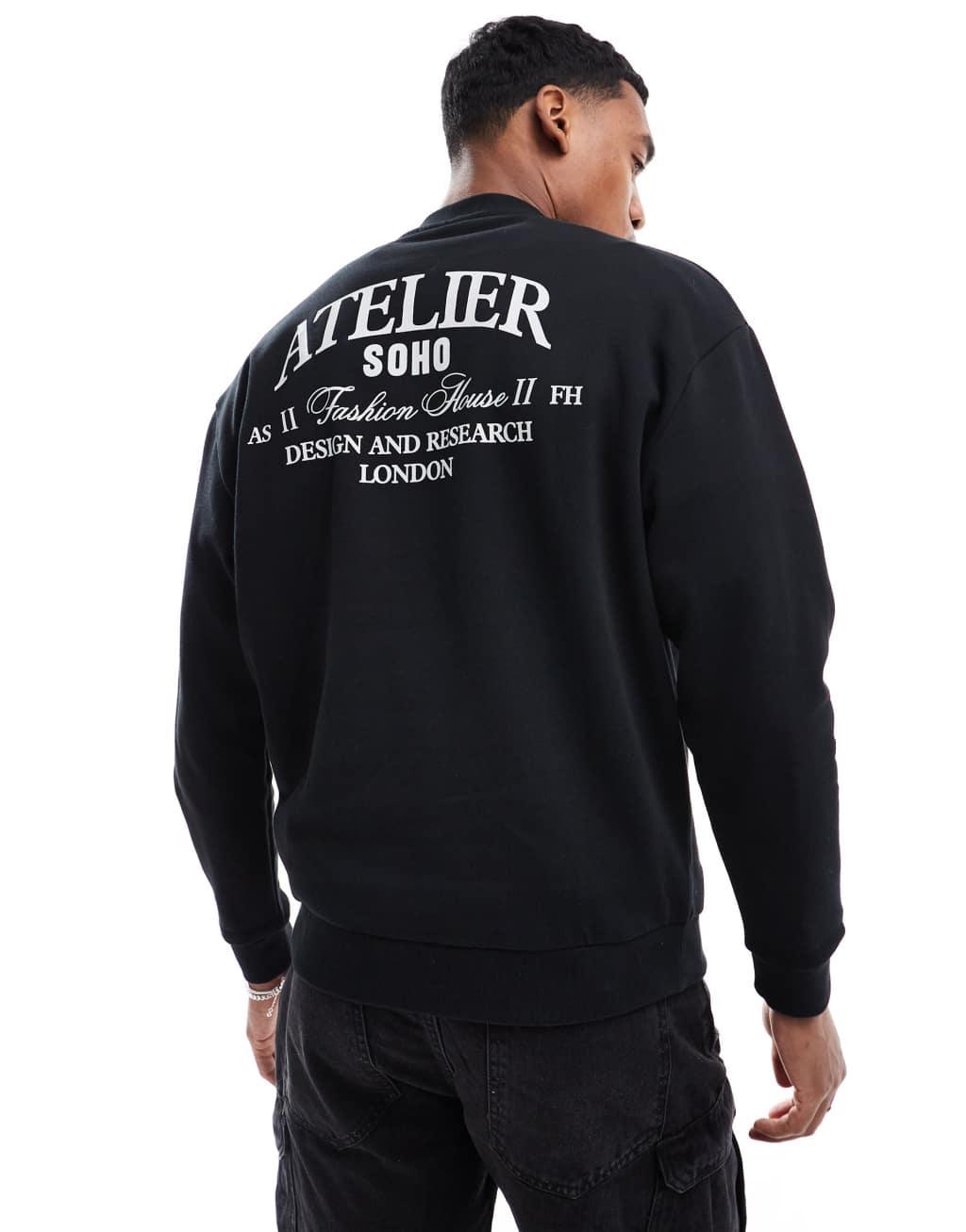 ASOS DESIGN oversized sweatshirt with back print in black Product Image